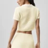 Polo corta in maglia tipo maglione Tennis Club - Avena/Bianco