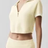 Polo corta in maglia tipo maglione Tennis Club - Avena/Bianco