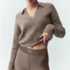 Polo in cashmere Northstar - Cacao alpino melange