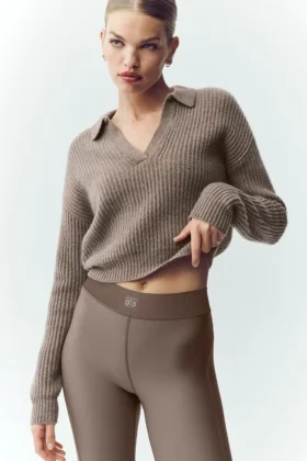 Polo in cashmere Northstar - Cacao alpino melange