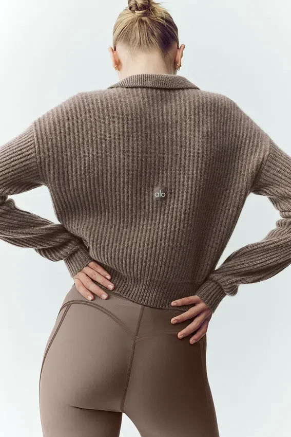 Polo in cashmere Northstar - Cacao alpino melange
