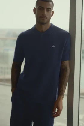 Polo in maglia tipo maglione Sports Club - Blu navy