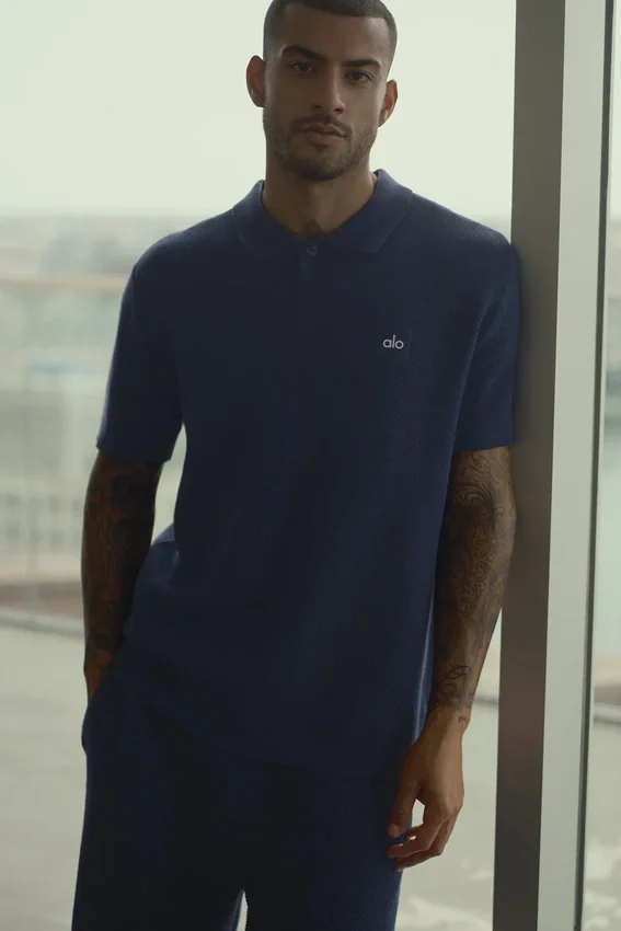 Polo in maglia tipo maglione Sports Club - Blu navy