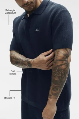 Polo in maglia tipo maglione Sports Club – Blu navy