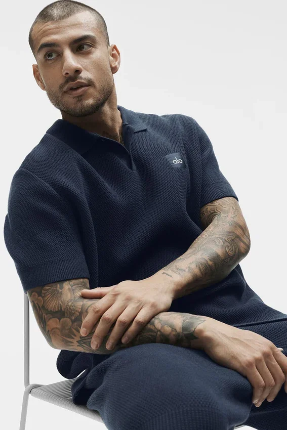 Polo in maglia tipo maglione Sports Club - Blu navy