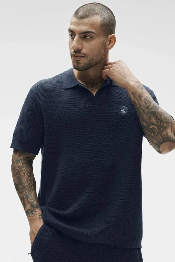 Polo in maglia tipo maglione Sports Club - Blu navy
