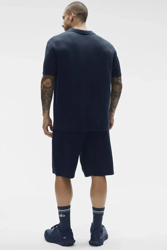 Polo in maglia tipo maglione Sports Club - Blu navy