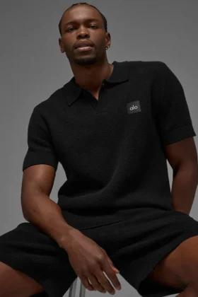 Polo in maglia tipo maglione Sports Club - Nero