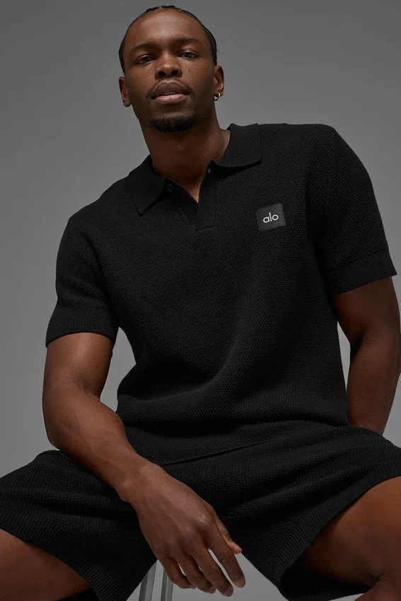 Polo in maglia tipo maglione Sports Club - Nero