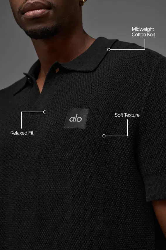 Polo in maglia tipo maglione Sports Club - Nero