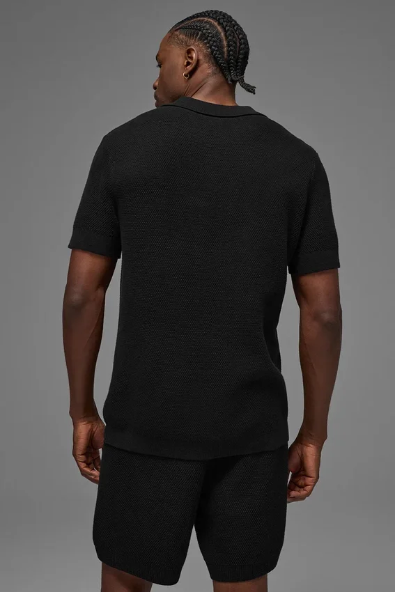 Polo in maglia tipo maglione Sports Club - Nero