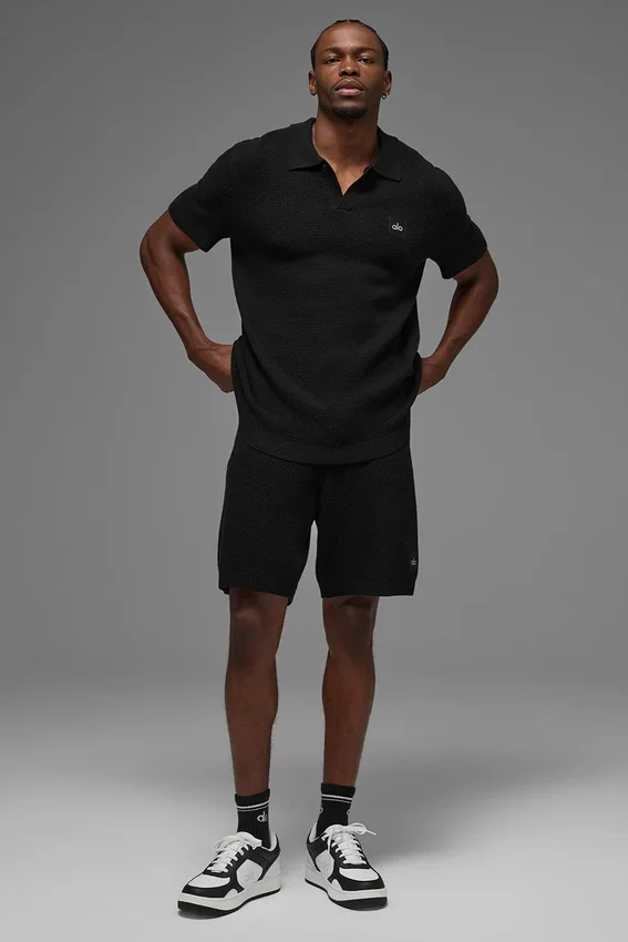 Polo in maglia tipo maglione Sports Club - Nero