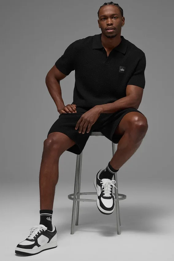 Polo in maglia tipo maglione Sports Club - Nero