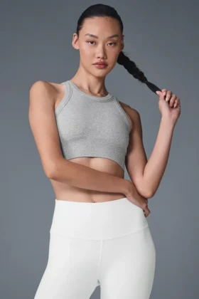Reggiseno a collo alto Seamless Delight – Grigio melange sportivo