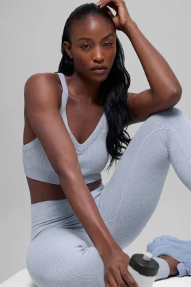 Reggiseno a costine bicolore senza cuciture - Grigio brina invernale melange