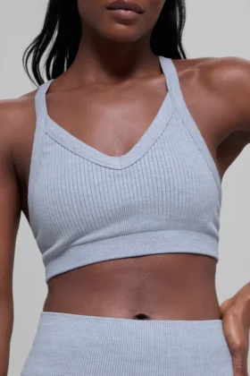 Reggiseno a costine bicolore senza cuciture – Grigio brina invernale melange