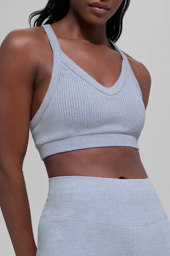 Reggiseno a costine bicolore senza cuciture - Grigio brina invernale melange
