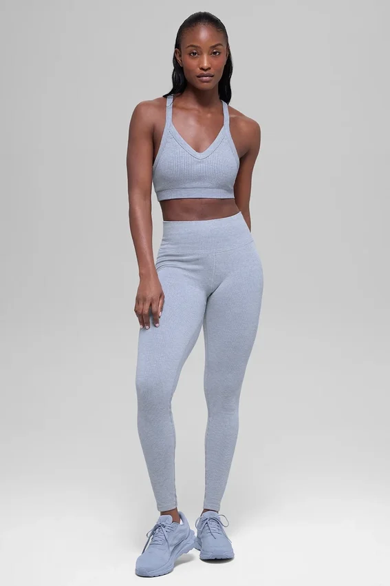 Reggiseno a costine bicolore senza cuciture - Grigio brina invernale melange