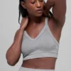 Reggiseno a costine bicolore senza cuciture - Grigio nebbia chiaro melange