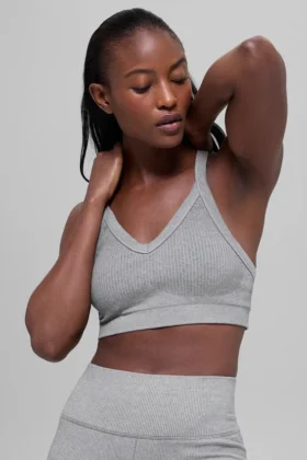 Reggiseno a costine bicolore senza cuciture - Grigio nebbia chiaro melange