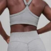 Reggiseno a costine bicolore senza cuciture - Grigio nebbia chiaro melange