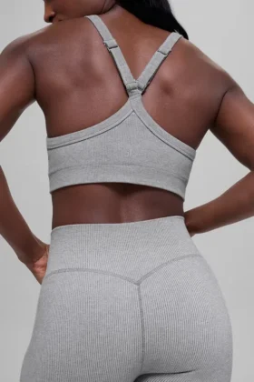 Reggiseno a costine bicolore senza cuciture – Grigio nebbia chiaro melange