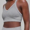 Reggiseno a costine bicolore senza cuciture - Grigio nebbia chiaro melange