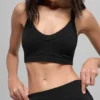 Reggiseno a costine bicolore senza cuciture - Nero