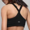 Reggiseno a costine bicolore senza cuciture - Nero