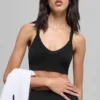 Reggiseno a costine bicolore senza cuciture - Nero