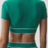 Reggiseno a maniche corte Alo Softsculpt Amp It up - Emerald Isle