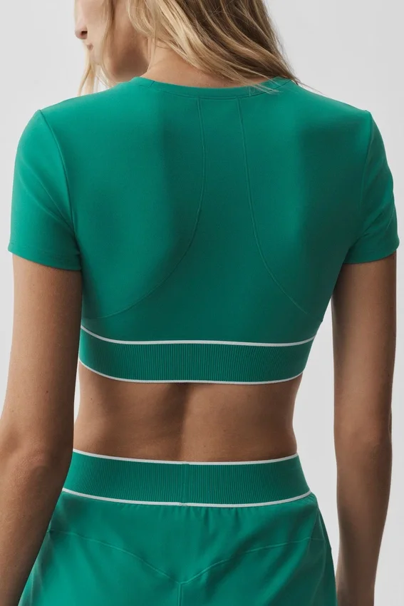 Reggiseno a maniche corte Alo Softsculpt Amp It up - Emerald Isle