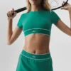 Reggiseno a maniche corte Alo Softsculpt Amp It up - Emerald Isle