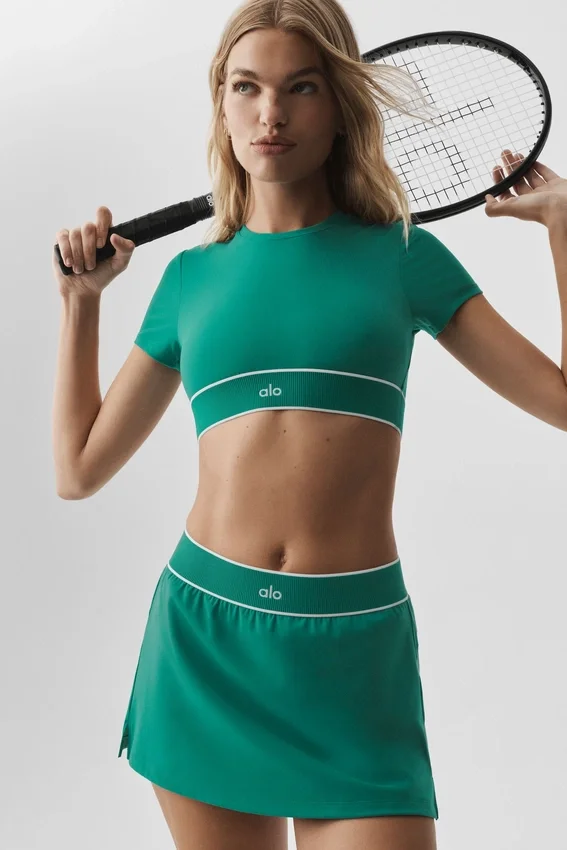 Reggiseno a maniche corte Alo Softsculpt Amp It up - Emerald Isle