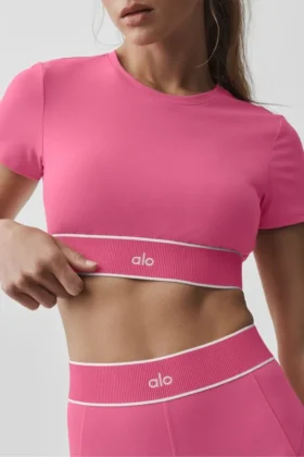 Reggiseno a maniche corte Alo Softsculpt Amp It up – Rosa Paradiso