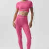 Reggiseno a maniche corte Alo Softsculpt Amp It up - Rosa Paradiso