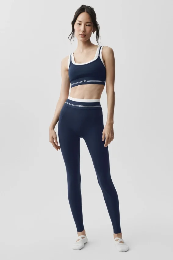 High-Waist Airbrush 7/8 Better Together Leggings - Blu navy/Bianco
