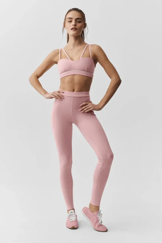 Leggings Airbrush Fast Track High-Waist - Rosa vintage/Bianco