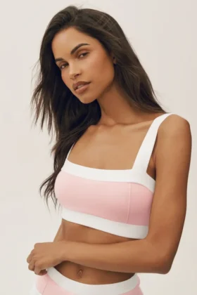 Reggiseno Capri Dream in cotone e cashmere - Rosa sole/Bianco