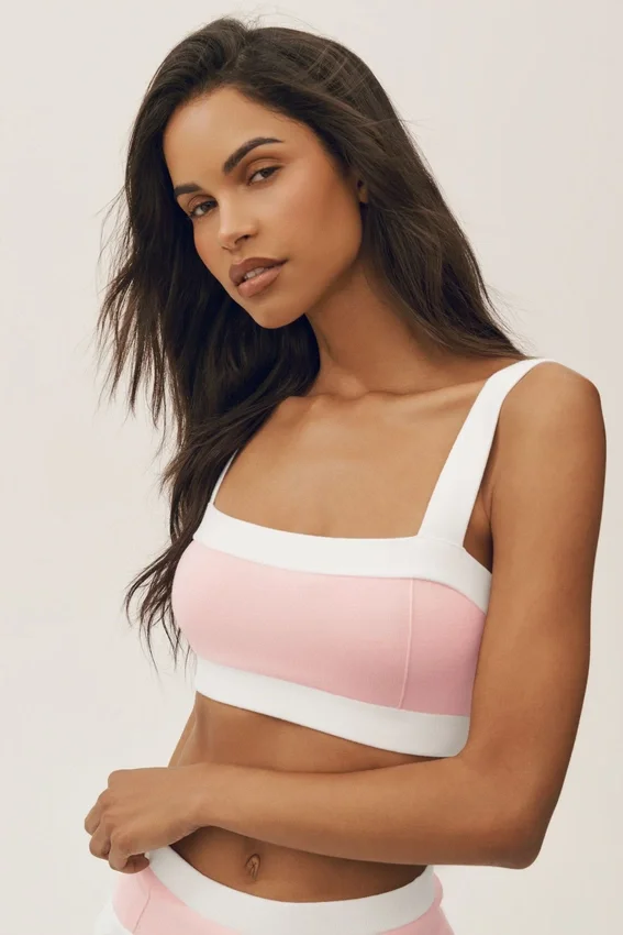 Reggiseno Capri Dream in cotone e cashmere - Rosa sole/Bianco