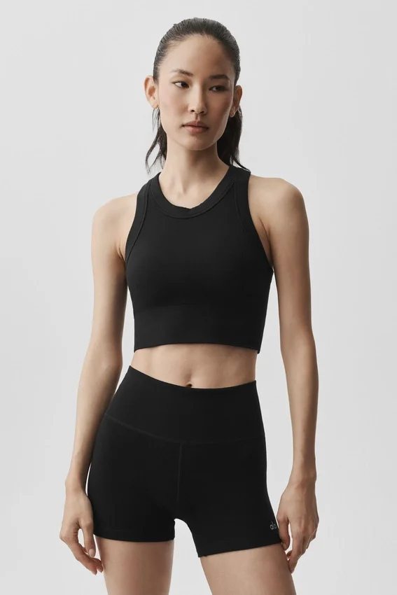 Reggiseno Delight senza cuciture in modal a coste con collo alto - Nero