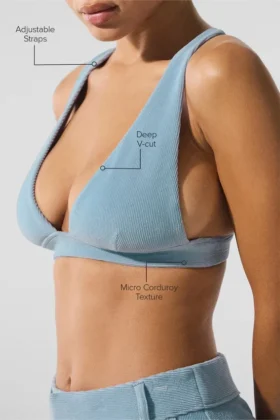 Reggiseno Dreamer in micro-velluto a coste – Blu celeste