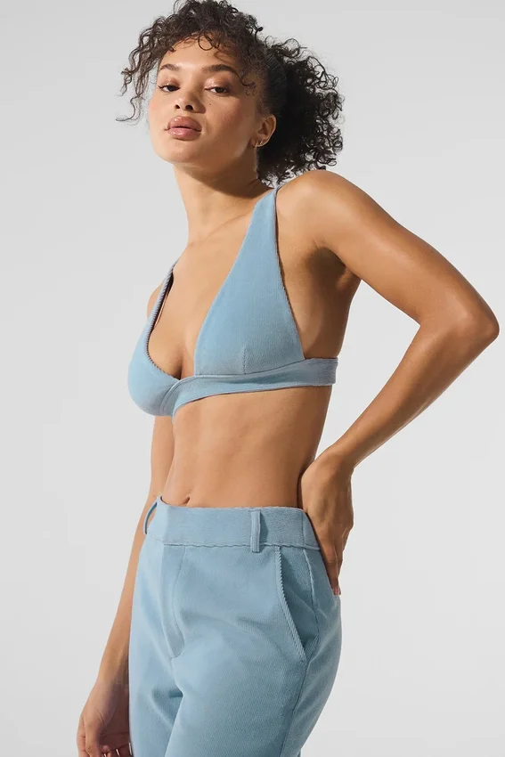 Reggiseno Dreamer in micro-velluto a coste - Blu celeste