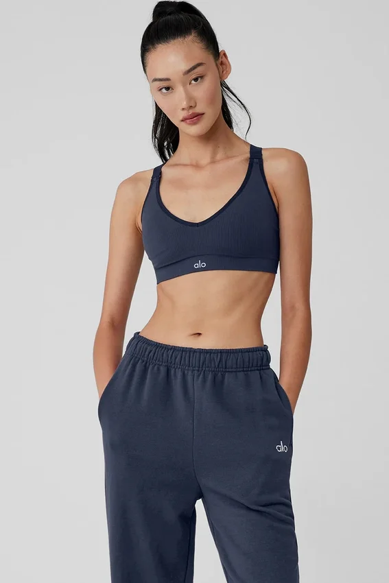 Reggiseno Favorite a costine senza cuciture - Blu navy