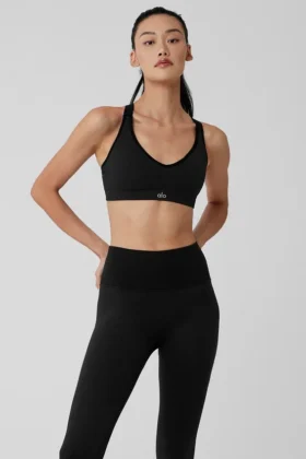 Reggiseno Favorite a costine senza cuciture - Nero
