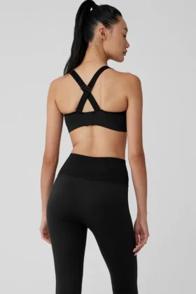 Reggiseno Favorite a costine senza cuciture – Nero