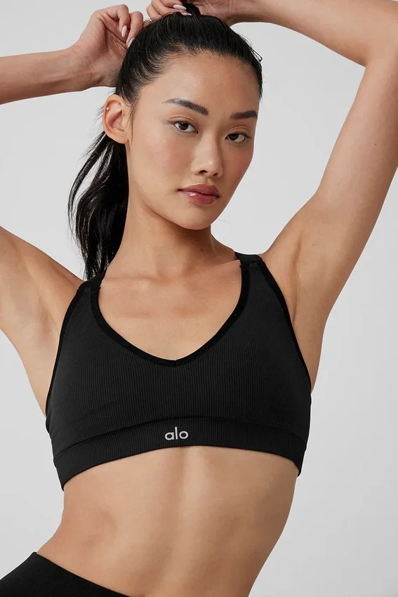 Reggiseno Favorite a costine senza cuciture - Nero