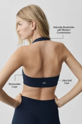 Reggiseno halter Alo Softsculpt Feel the Heat – Blu navy