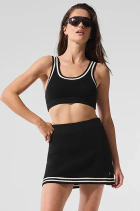 Reggiseno in maglia stile maglione da tennis club - Nero/Avorio