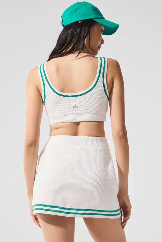 Reggiseno in maglia stile maglione Tennis Club - Bianco/Verde abete